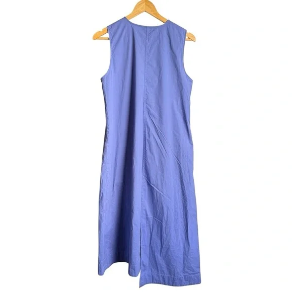 Tyler boe Cynthia Midi Wrap Dress Women Sz Medium Iris Blue Sleeveless 1/2 Zip - Picture 7 of 13